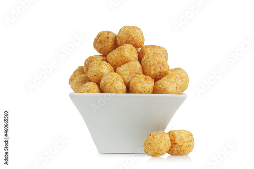 bowl of corn puffs isolated
