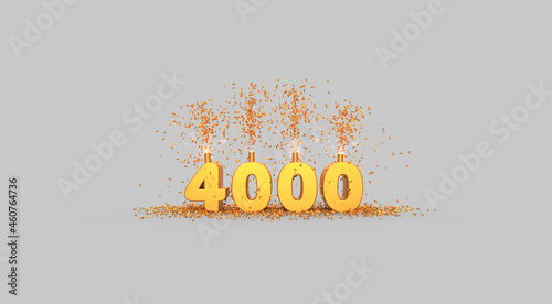 four thousand celebration - thank you illustration - 3D rendering