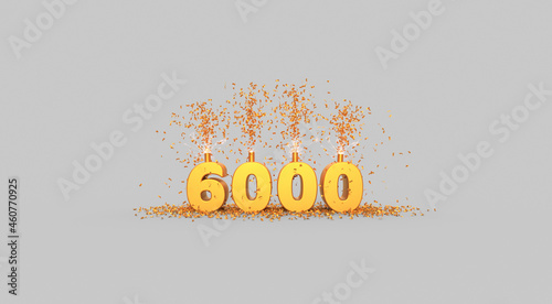 six thousand celebration - thank you illustration - 3D rendering