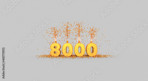 eight thousand celebration - thank you illustration - 3D rendering