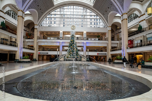 Christmas tree in Tower City Center in Downtown Cleveland, Ohio. USA