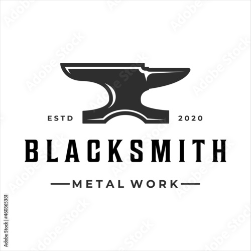 blacksmith anvil logo vintage vector illustration template icon design. welding and forge service symbol for industrial company with retro style 