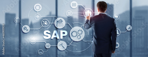 SAP Intelligent Robotic Process Automation. System Software Automation concept on futuristic virtual screen