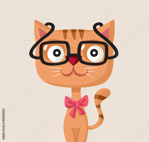 Funny Cat Wearing Glasses Vector Cartoon