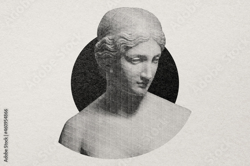 Greek statue in engraving style