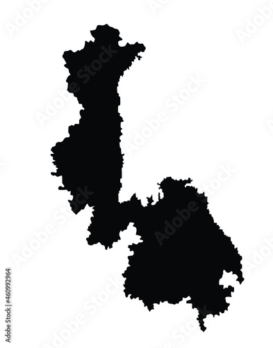 Khabarovsk krai map vector silhouette illustration isolated on white background. Far Eastern Federal District Russia. Russian territory.