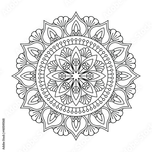 Isolated mandala in vector. Round line pattern. Vintage monochrome decorative element gor coloring pages, wall design
