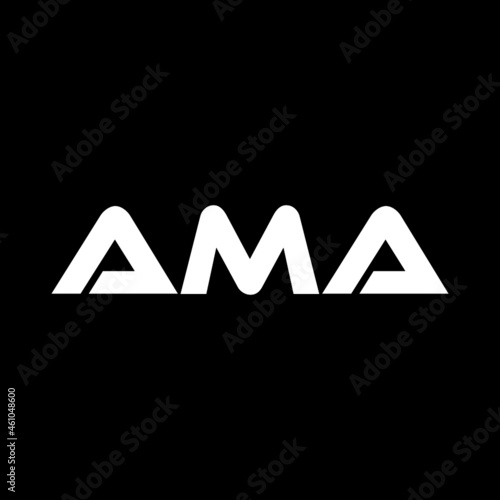AMA letter logo design with black background in illustrator, vector logo modern alphabet font overlap style. calligraphy designs for logo, Poster, Invitation, etc.