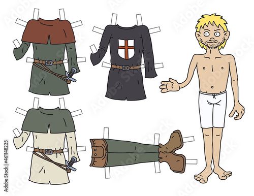 The paper doll funny historical nobleman with cutout clothes
