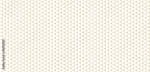 Vector minimalist geo pattern. Hexagonal grid background. Seamless texture with luxury gold formed shapes. Abstract ornament used for design wallpaper, paper, covers, print, business card