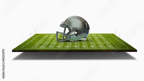 3D american football - playing field from above. A huge copy space texture panorama