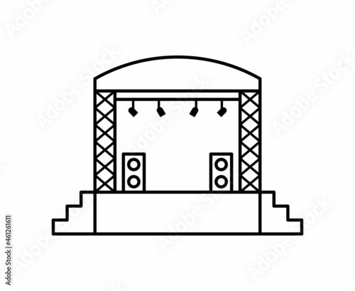 musical concert stage line art flat icon vector illustration