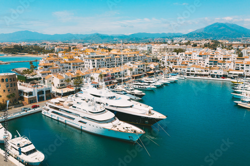 Puerto Banus marina with luxury yachts, Marbella, Spain