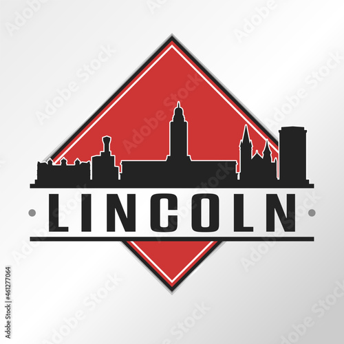 Lincoln, NE, USA Skyline Logo. Adventure Landscape Design Vector Illustration.