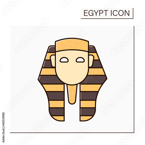 Pharaoh color icon. King of ancient Egypt civilization. Royal family. Uses power or authority to oppress others.Egypt concept. Isolated vector illustration 