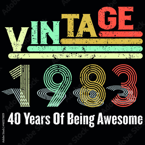 Vintage 1983 40 Years Of Being Awesome Retro 40th Birthday