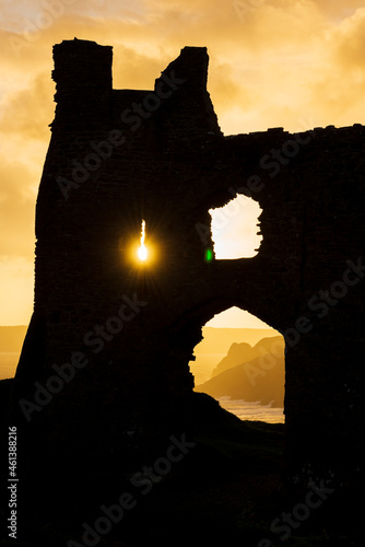 Pennard Castle at sunset in The Gower, Swansea