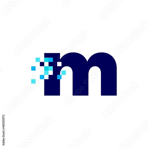 m letter lowercase pixel mark digital 8 bit logo vector icon illustration