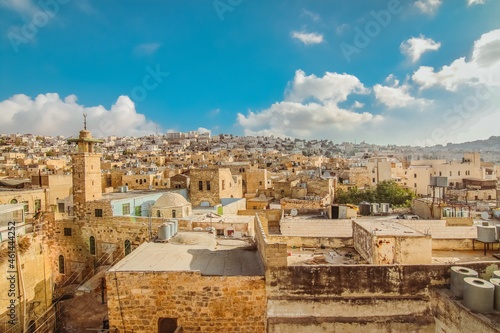 View to the old city of Hebron from a rooftop beside Qazazen mosque in Hebron, West Bank, Palestine