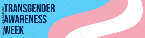 Transgender Awareness Week Banner Vector with Trans Pride Flag Illustration on Light Blue Background