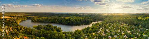 sunrise over the river brda - panorama, polska, bozenkowo