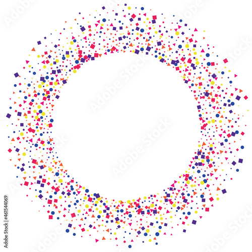Green Round Rainbow Texture. Burst Circle Background. Yellow Surprise Square Isolated. Red Jubilee Confetti.