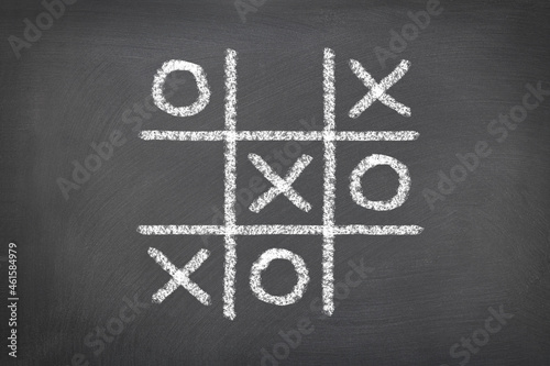 Tic tac toe on chalkboard