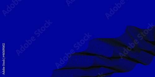 Blue background and abstract background of black waves