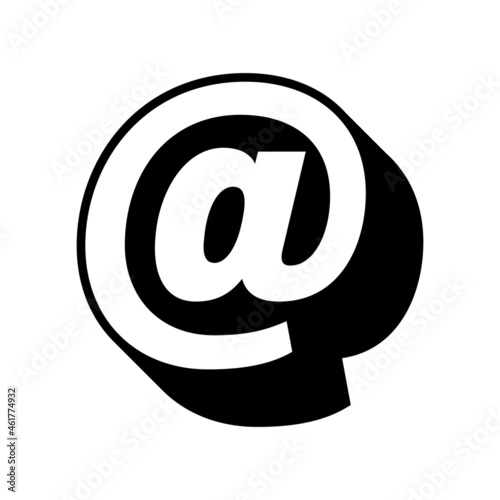 Email Icon Vector. Trendy Retro Style 3D @ Email Symbol Isolated on White Background.