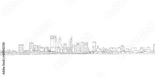 Perth. Australia. Hand drawn vector illustration.