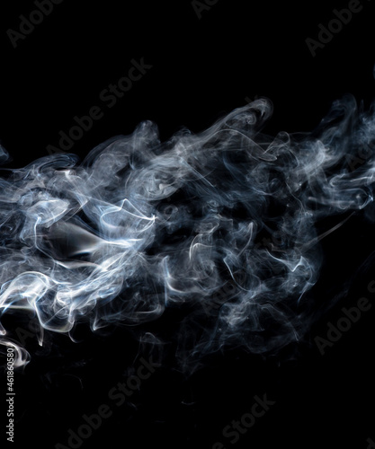 Smoke isolated on black background.