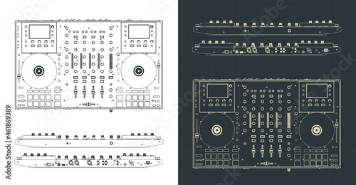 DJ controller blueprints illustration