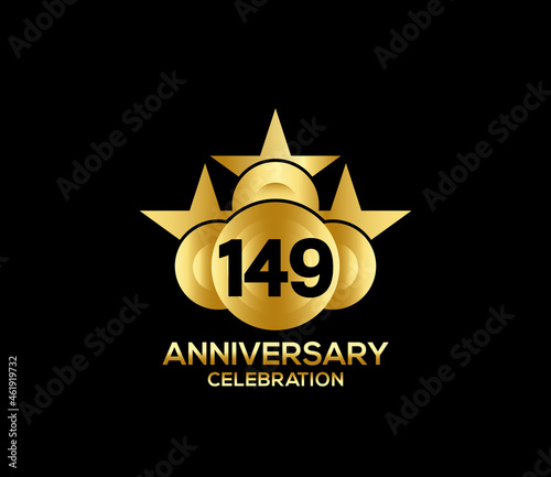 Happy Anniversary of, 149 Years, Bright Color Star Design Shape element, ceremony party Presentation