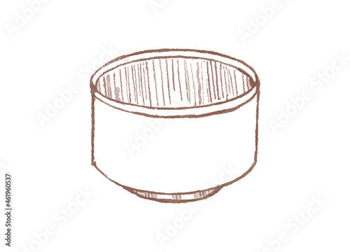 茶道具である茶碗の線画イラスト