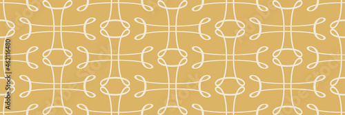 Abstract background and pattern with simple geometric ornament on gold background. Seamless pattern, texture. Vector image