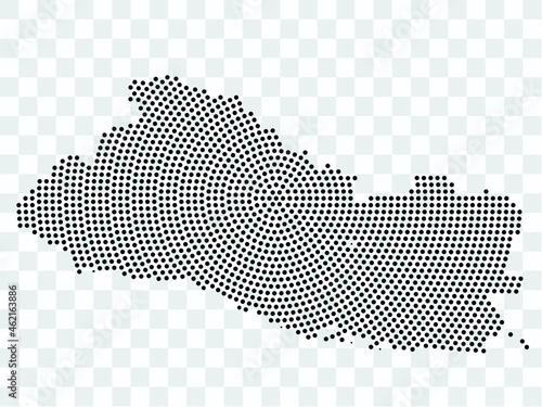 Abstract black map of El Salvador - planet dots planet, isolated on transparent background.Vector eps 10