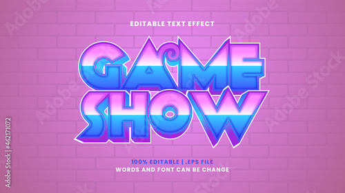 Game show editable text effect in modern 3d style