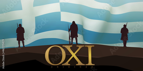 OXI day. Greek anniversary of the no. An anniversary 3D render concept template