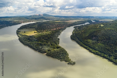 River Danube Bend Szentendre Island tip aerial view