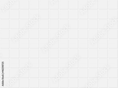 Tiles bathroom pattern. White ceramic texture. Neutral wall design. Kitchen minimalist mosaic. Square seamless backdrop. Tiled floor template. Vector illustration