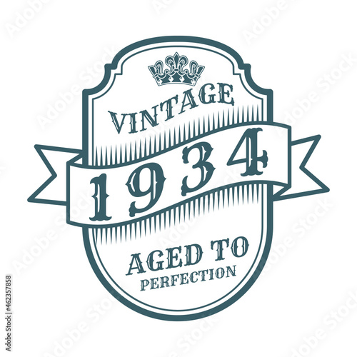 vintage 1934 Aged to perfection, 1934 birthday typography design for T-shirt