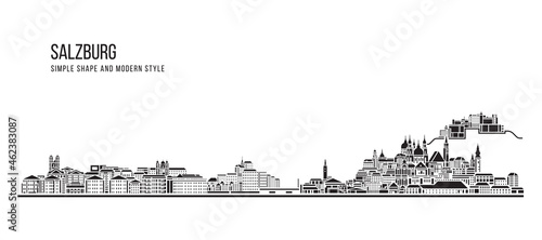 Cityscape Building Abstract Simple shape and modern style art Vector design - Salzburg city