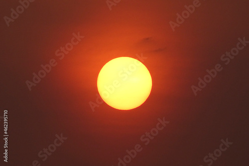 close up beautiful image orange sun set in the evening.