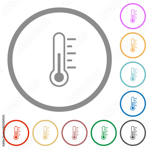 Thermometer medium temperature flat icons with outlines