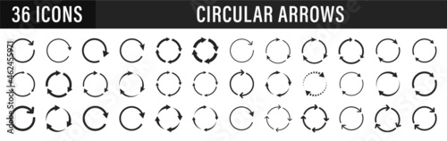 Set of circle arrows. Vector elements. Black loading symbol.