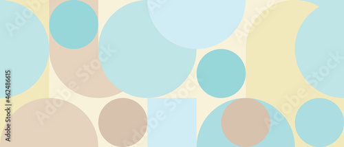 Trendy vector abstract geometric background with circles in retro scandinavian style. Graphic pattern of simple shapes in pastel colors, abstract mosaic.