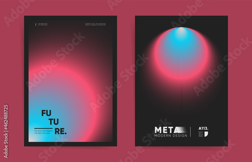 Set of poster covers with color circle space gradient background. Trendy modern a4 vertical design. Minimal templates for posters, cover, placard, presentation, flyers, banners. Futuristic pink vector