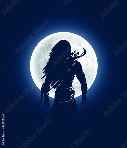 Lord rama vector graphic design with Bow and Arrow amazing full moon vector art. 