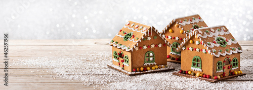 Christmas gingerbread house on white background