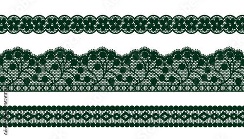 Green Trim Lace Ribbon. Jacquard Mesh Lace Fabric.